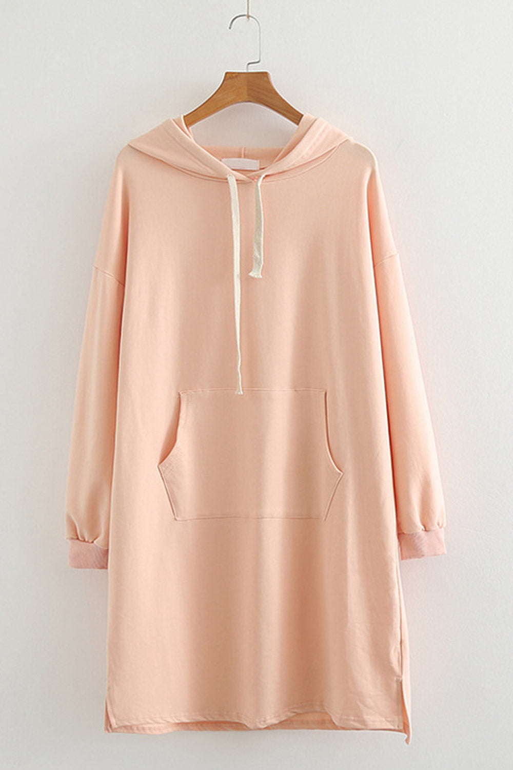 Women Long Loose Fit Solid Colored Hoodie