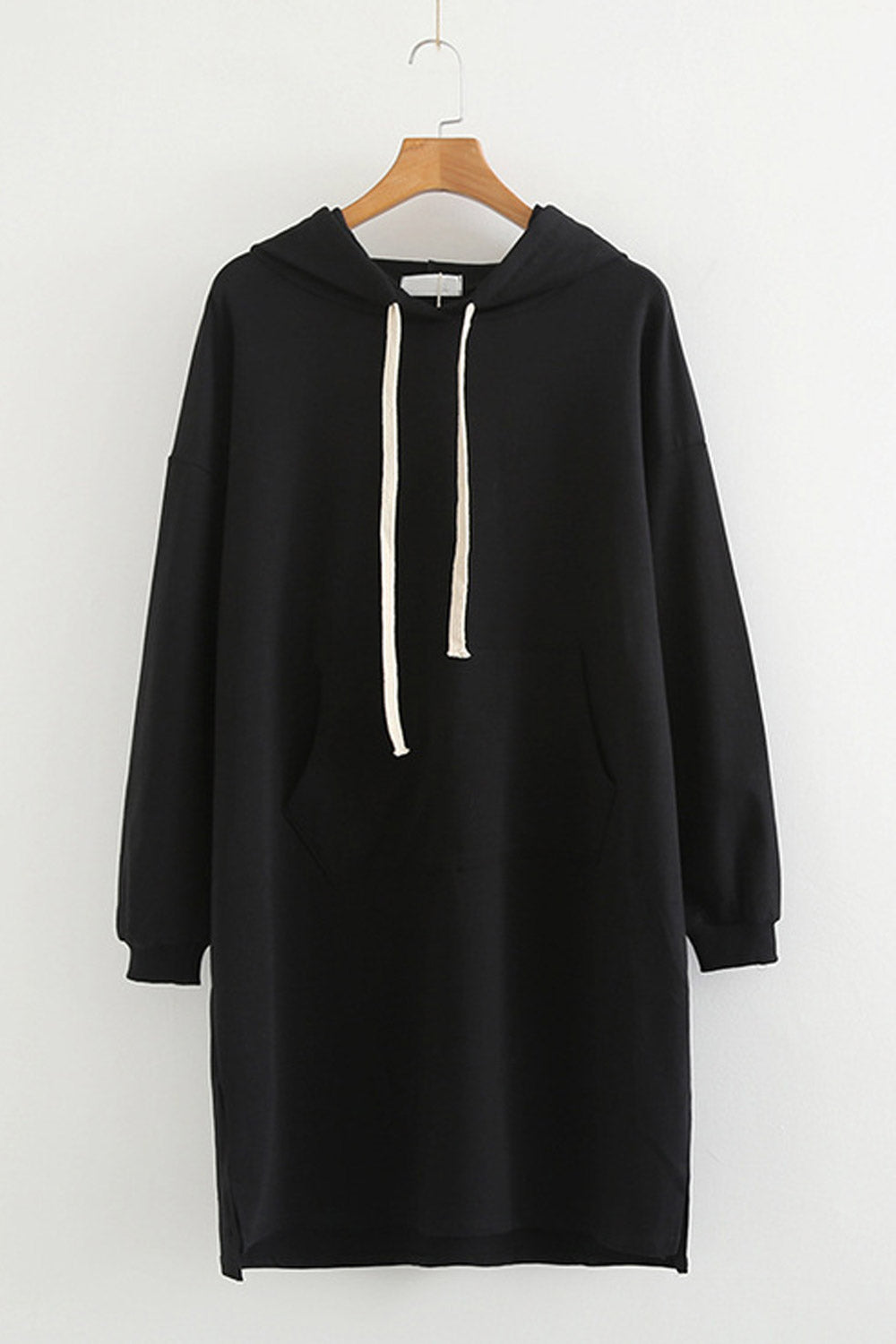 Women Long Loose Fit Solid Colored Hoodie