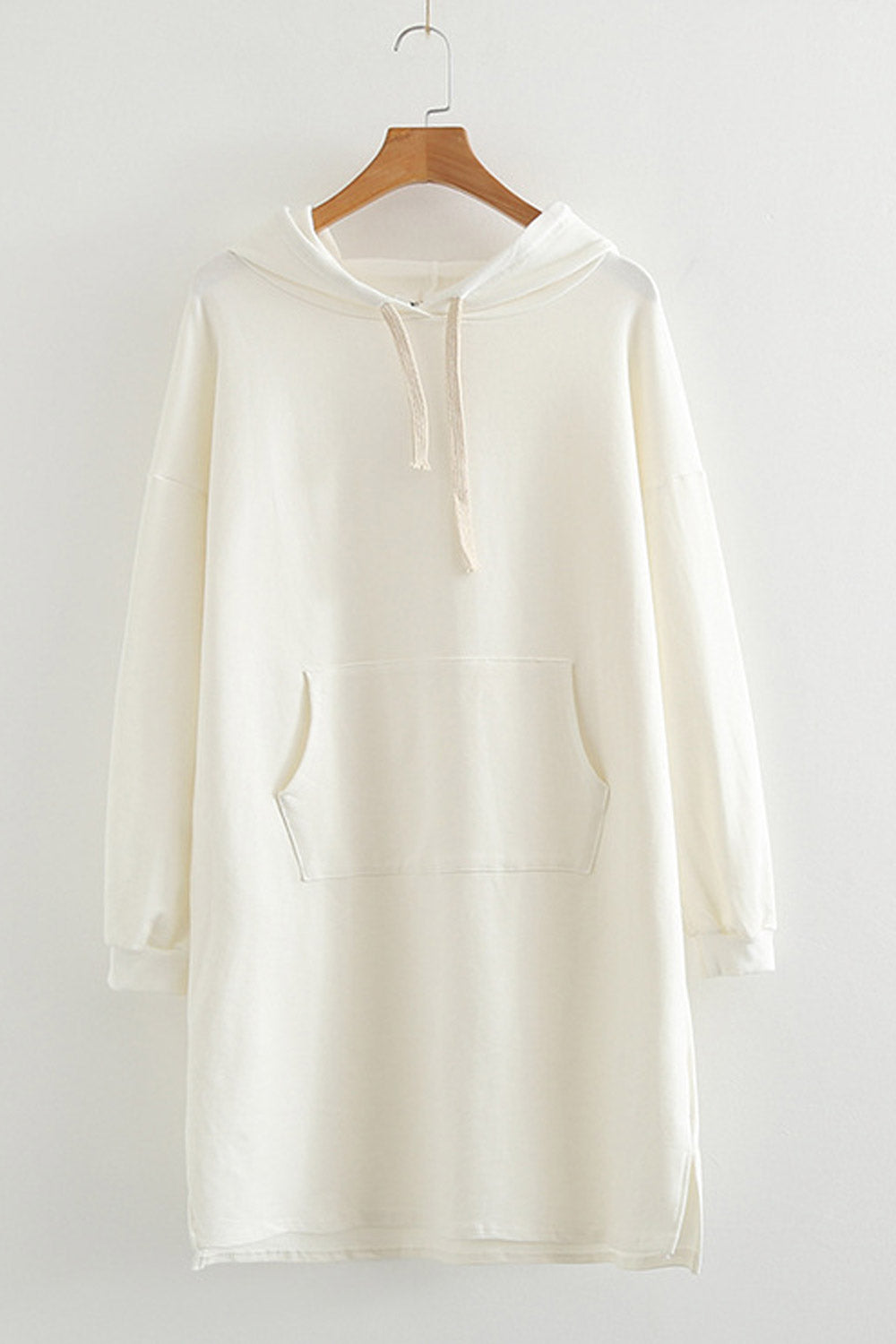 Women Long Loose Fit Solid Colored Hoodie