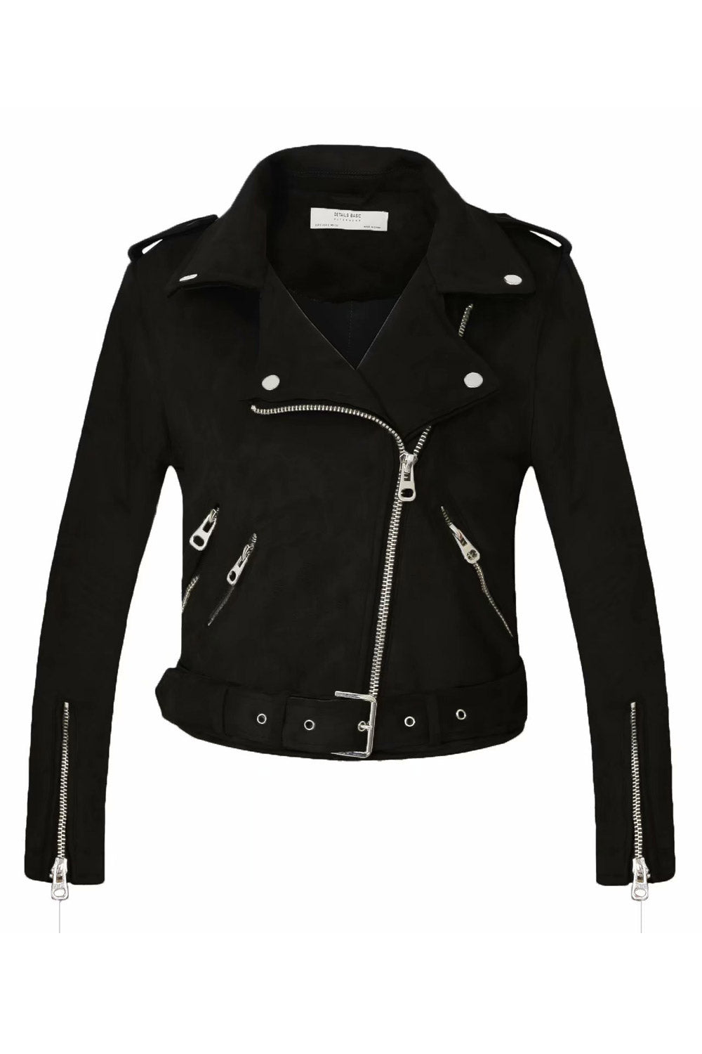 Women Elegant Zipper Closure Punk Collar Jacket
