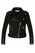 Women Elegant Zipper Closure Punk Collar Jacket