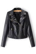 Women Stylish Double Zipper Closure Pleated Sleeves Jacket