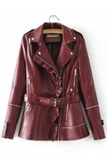 Women Classy Pleated Hem Punk Collar Jacket