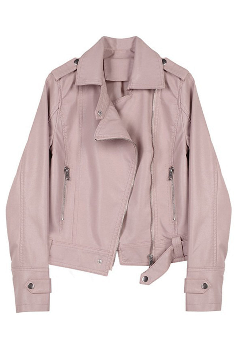 Women Allurig Long Sleeve Loose Fit Leather Jacket