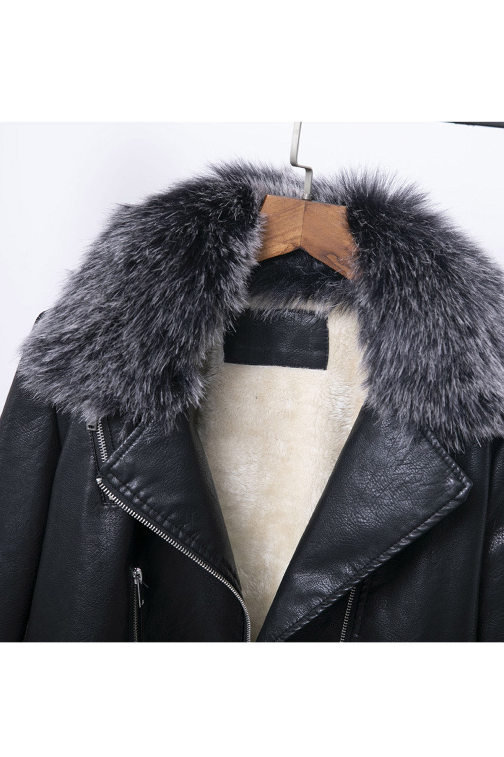Women Modern Faux Collar Biker Jacket