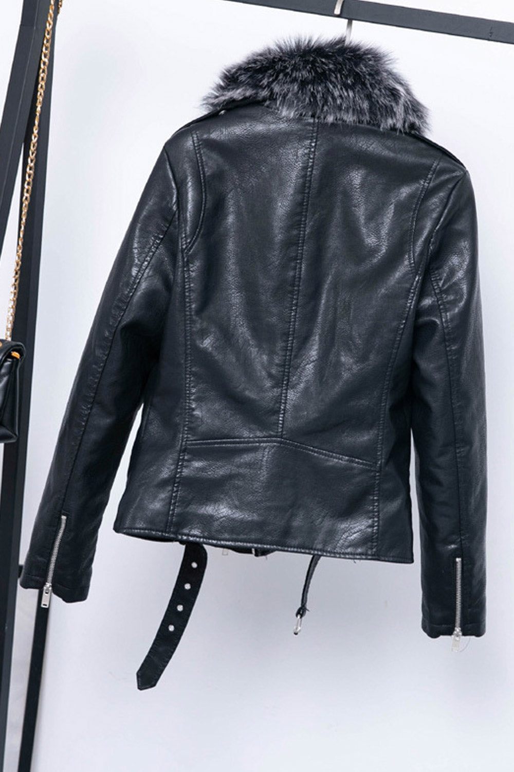 Women Modern Faux Collar Biker Jacket