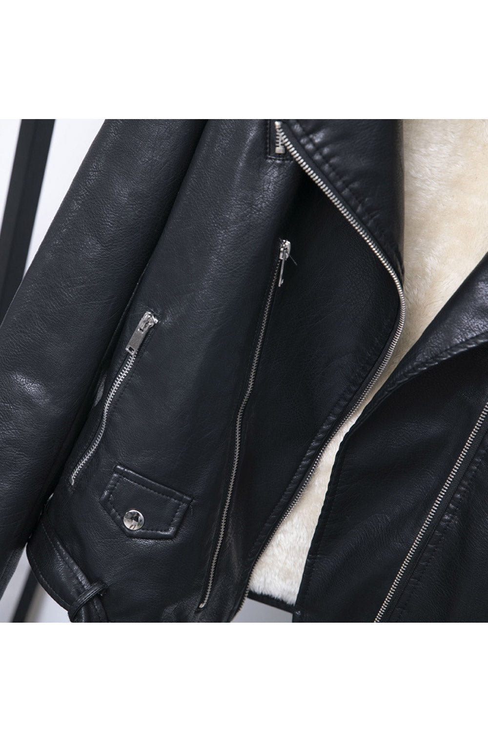 Women Modern Faux Collar Biker Jacket