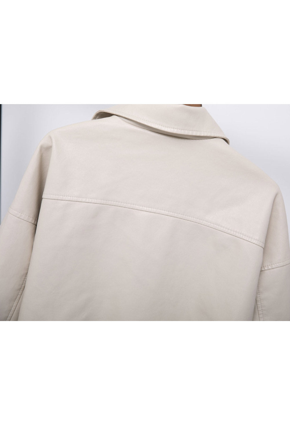 Women Fashion Diagonal Zipper Loose Fit Leather Jacket