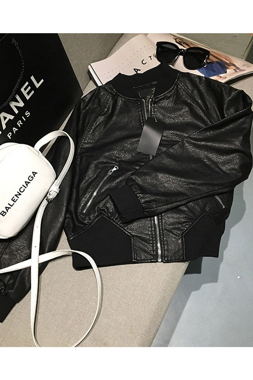 Women Charming Simple Casual Leather Jacket.