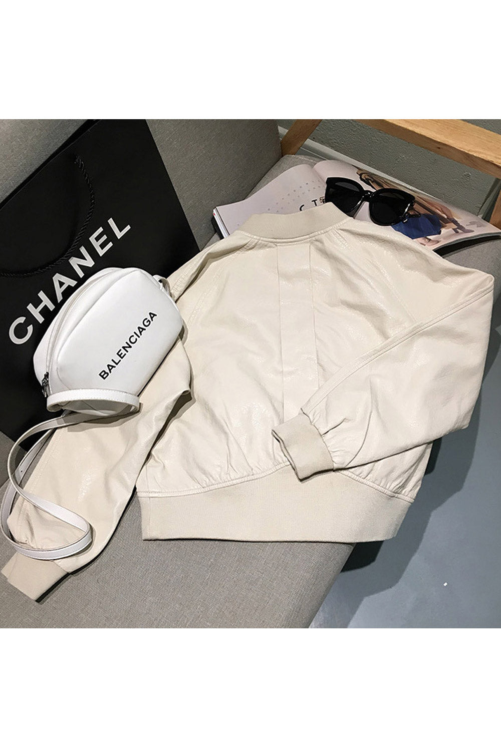 Women Charming Simple Casual Leather Jacket.