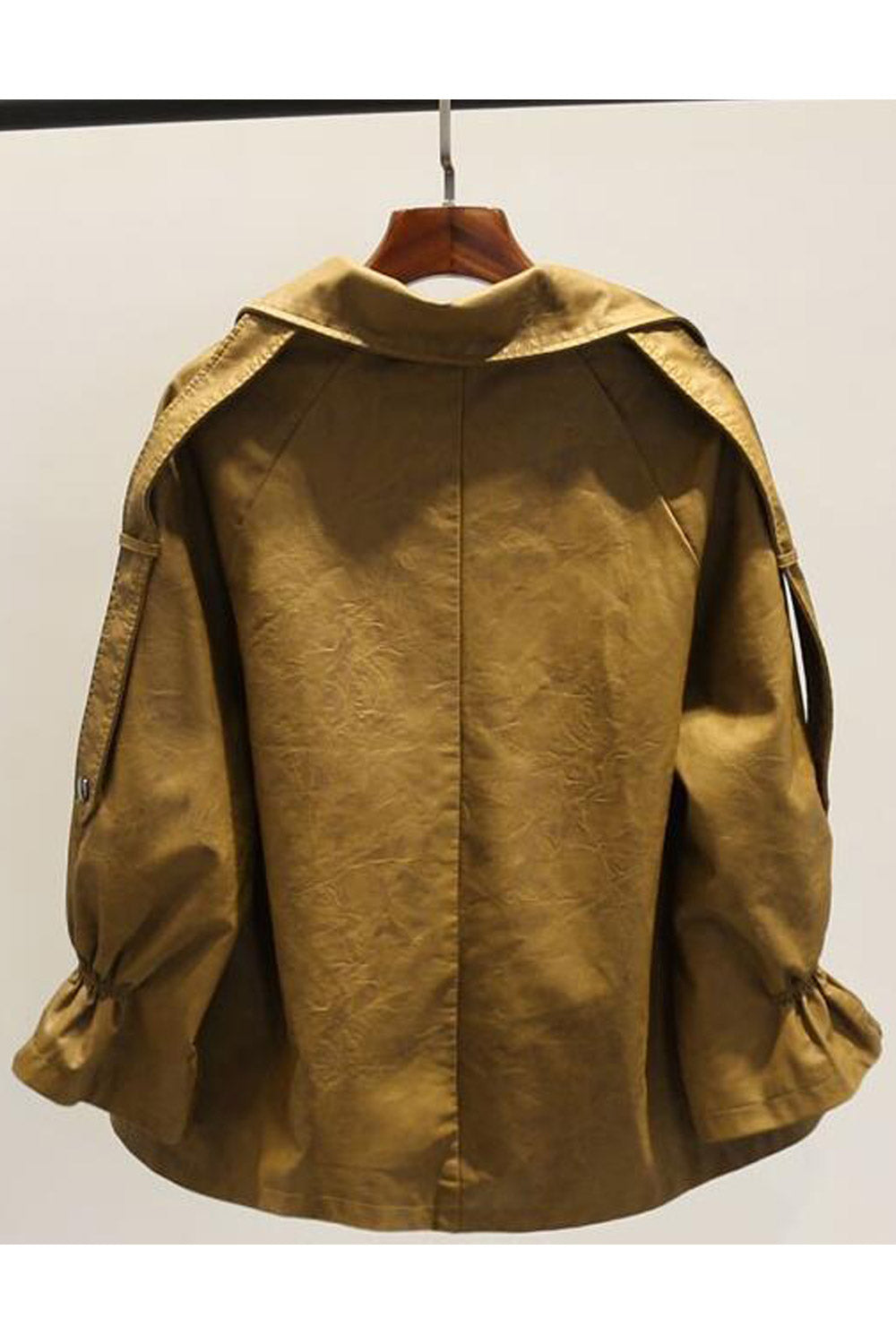 Women Winter Loose Fit Spread Collar Leather Jacket