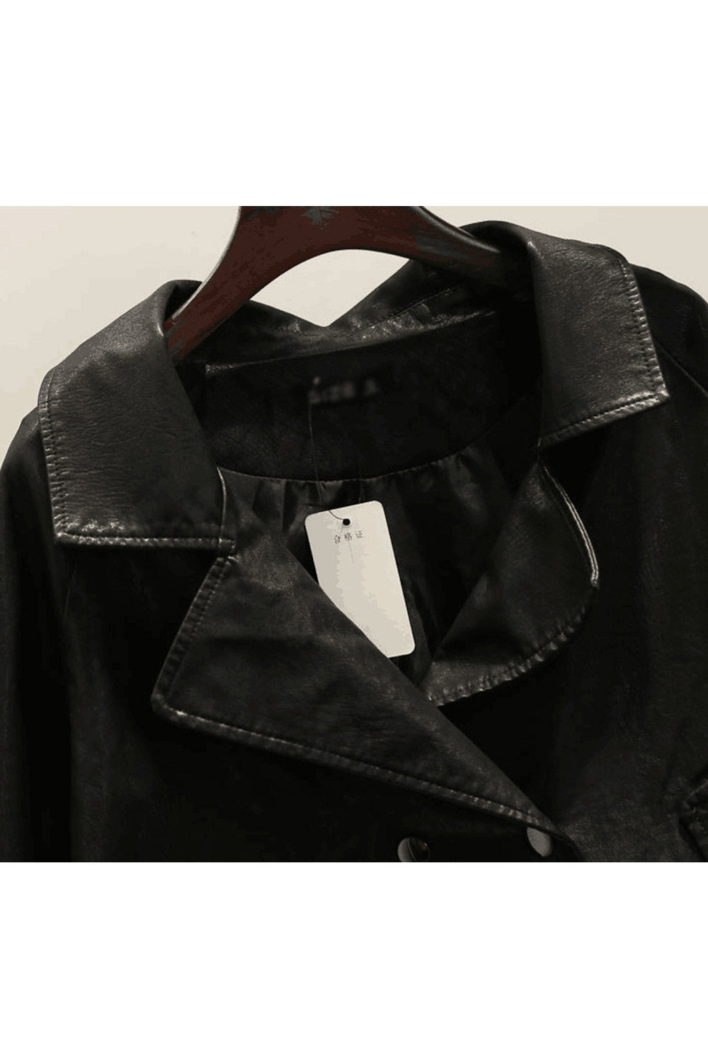 Women Winter Loose Fit Spread Collar Leather Jacket