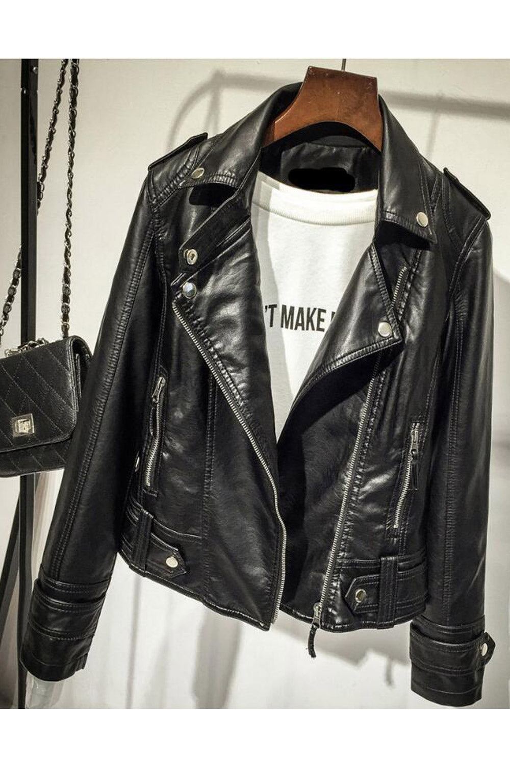 Women Lovely Long Sleeve Winter Leather Jacket
