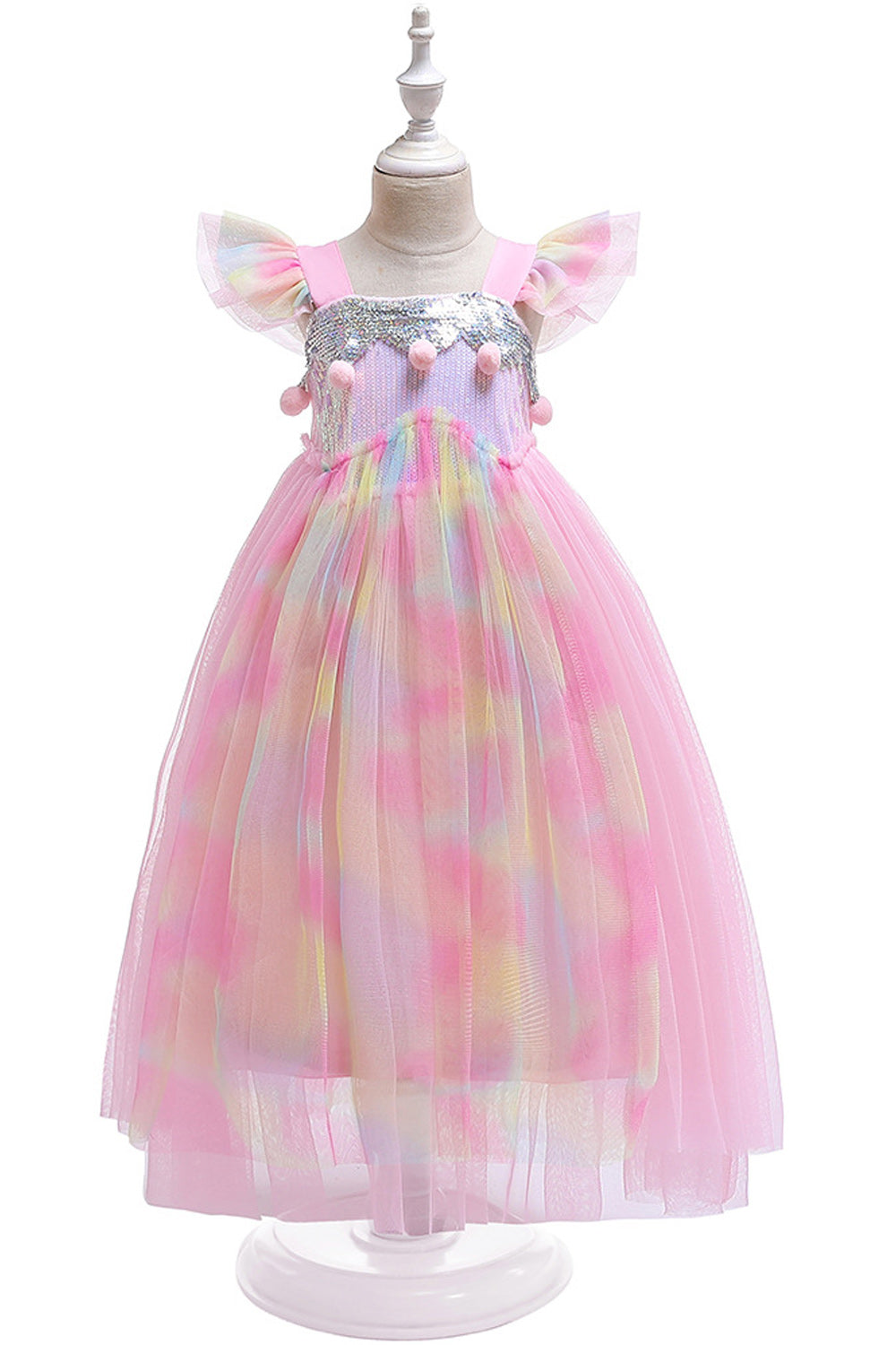 Kid Girl Splendid Flying Sleeve Sequin Evening Dress