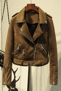 Women Cunning Mesh Leather Warm Jacket