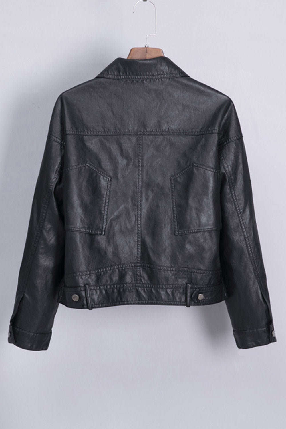 Women Splendid Solid Color Casual Leather Jacket