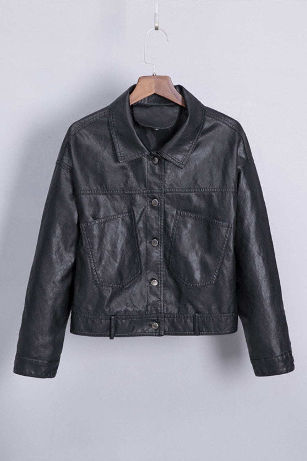 Women Splendid Solid Color Casual Leather Jacket