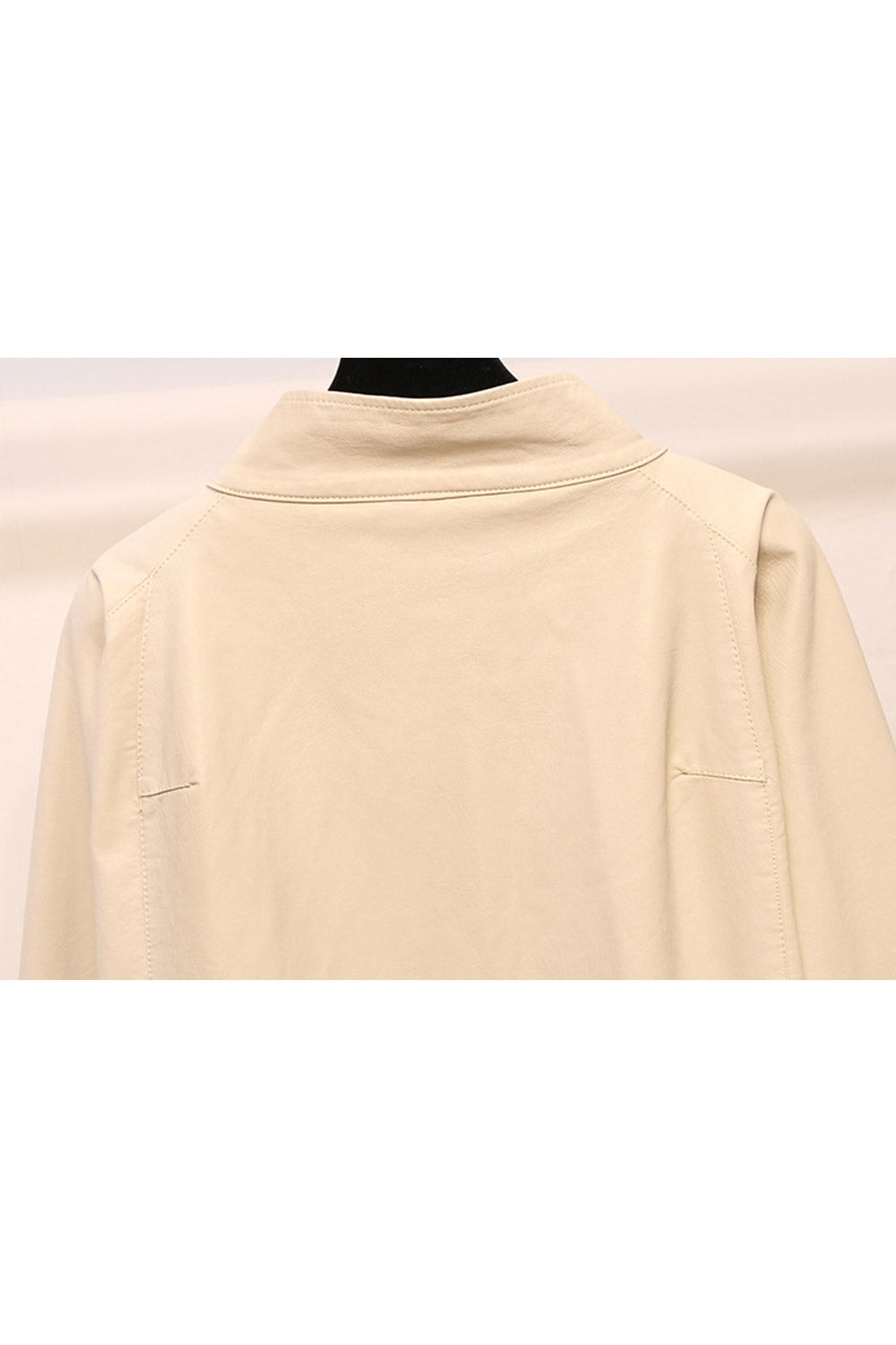 Women Classy Loose Fit Stand Collar Leather Jacket