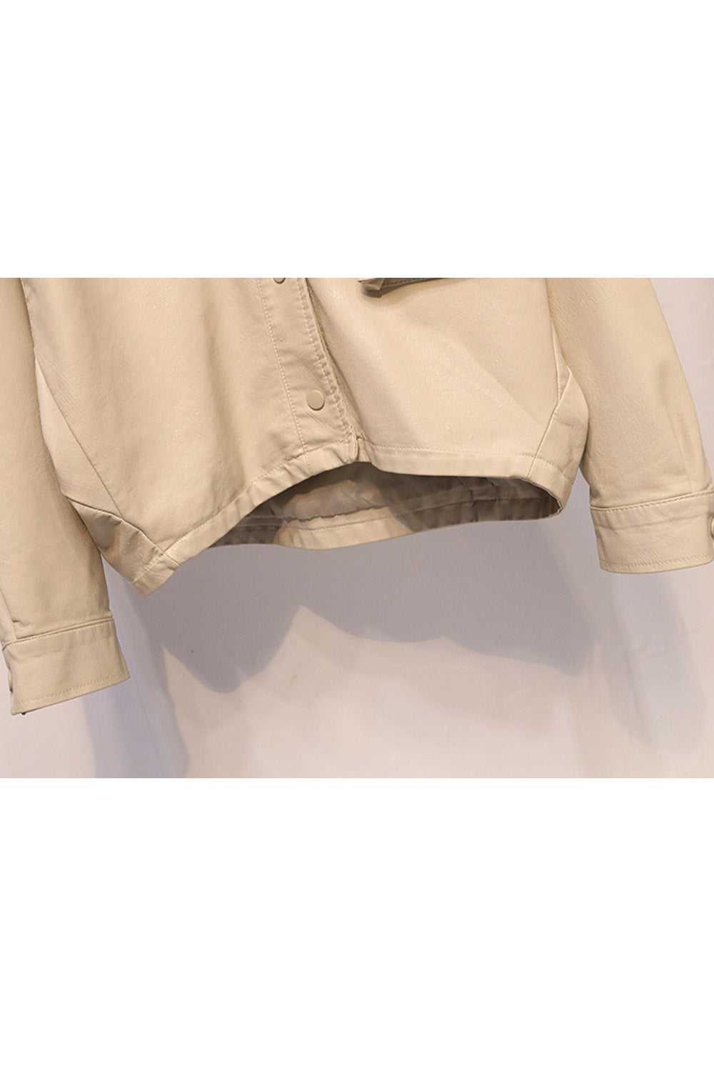 Women Classy Loose Fit Stand Collar Leather Jacket