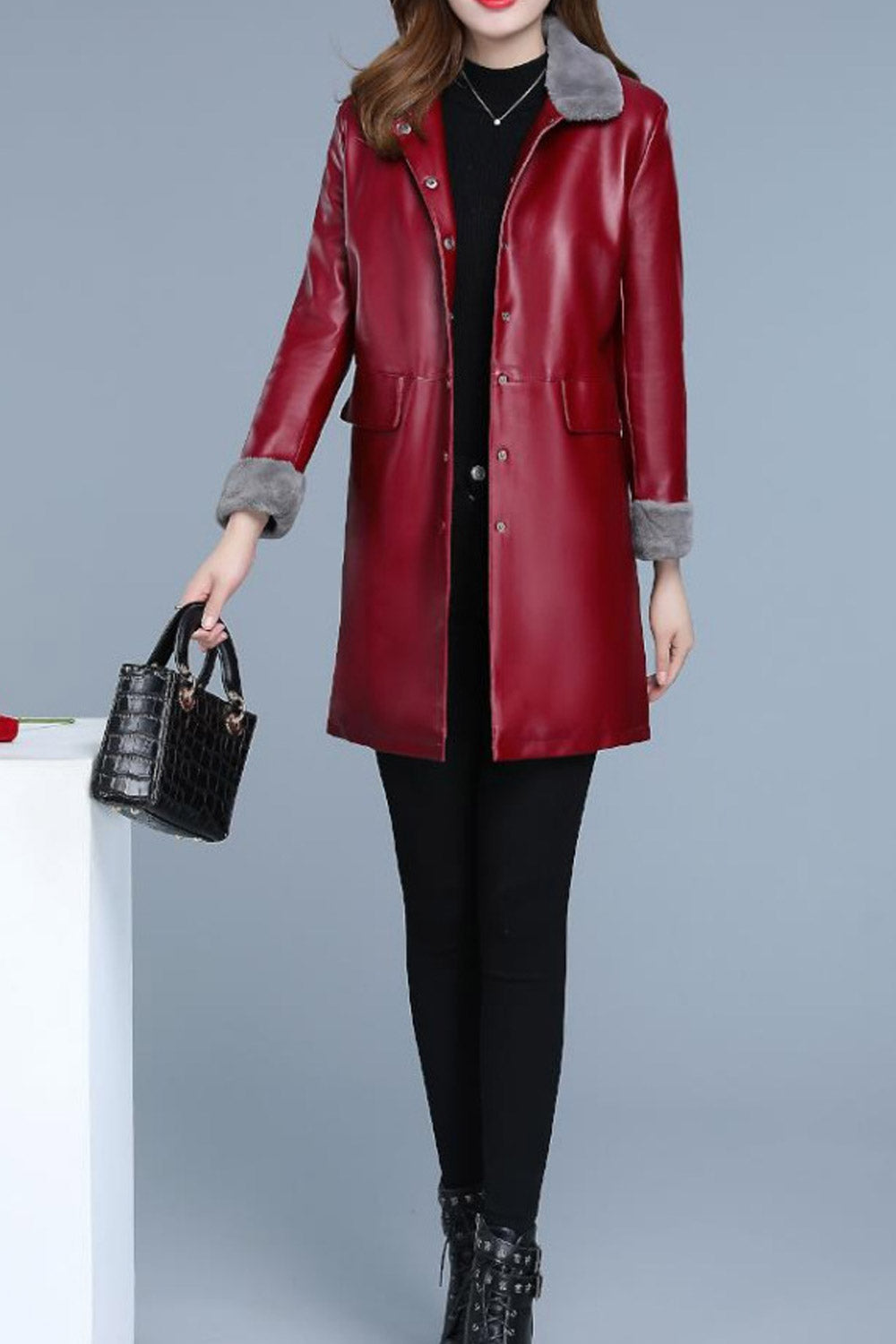 Women Elegant Windbreaker Casaul Leather Jacket