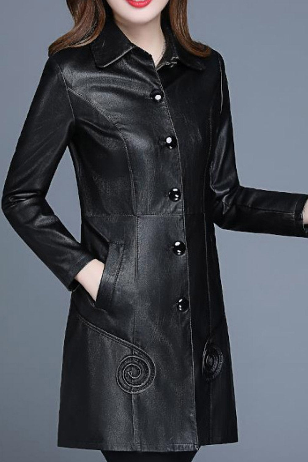 Women Adorable Coat Style Leather Jacket