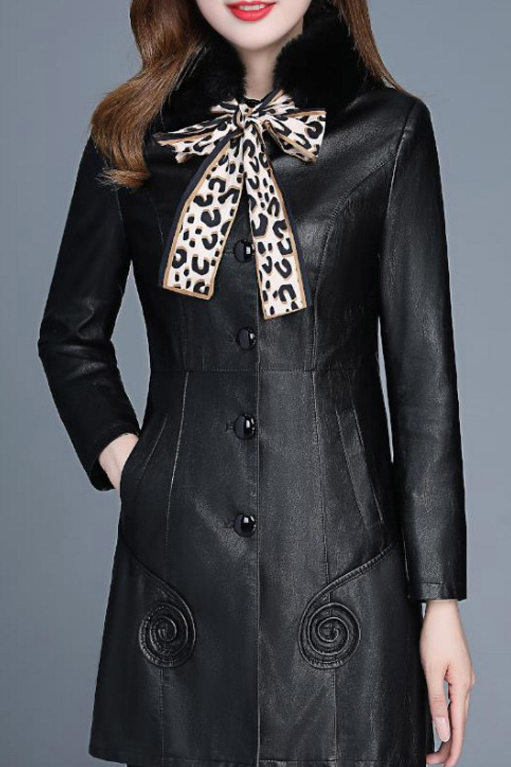 Women Adorable Coat Style Leather Jacket
