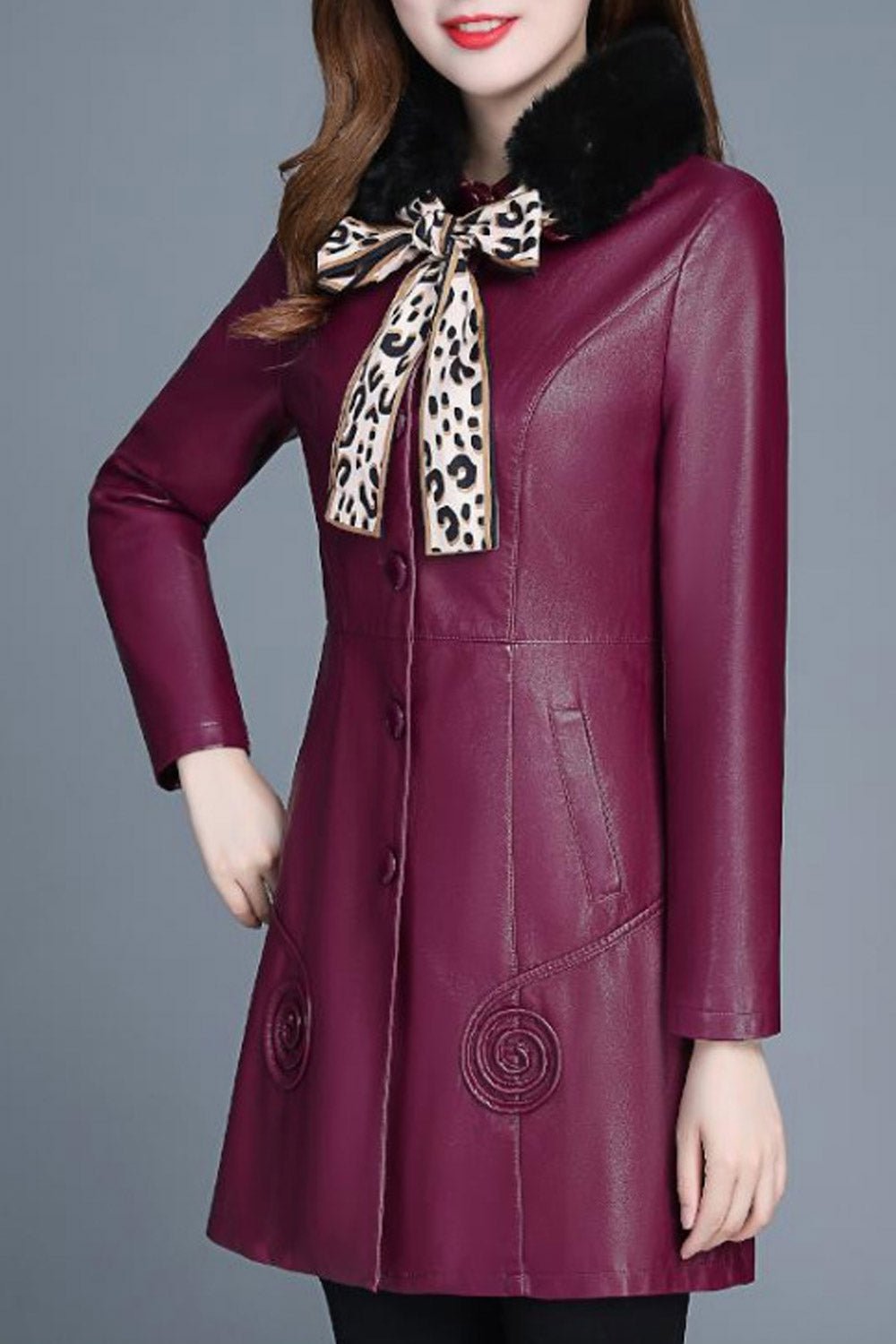 Women Adorable Coat Style Leather Jacket