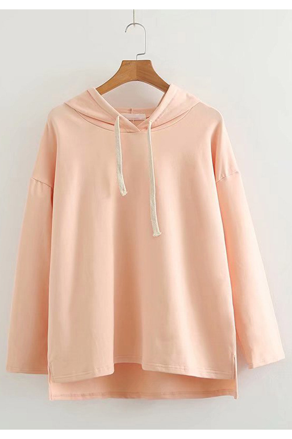 Women Solid Color Loose Fit Casual Hoodie