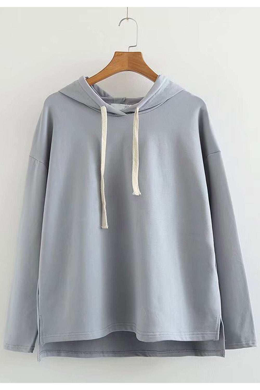 Women Solid Color Loose Fit Casual Hoodie