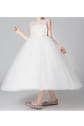 Kid Girl Beautiful Flower Lace Mesh Wedding Dress