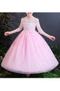 Kid Girl Elegant Long Sleeves Princess Style Evening Dress