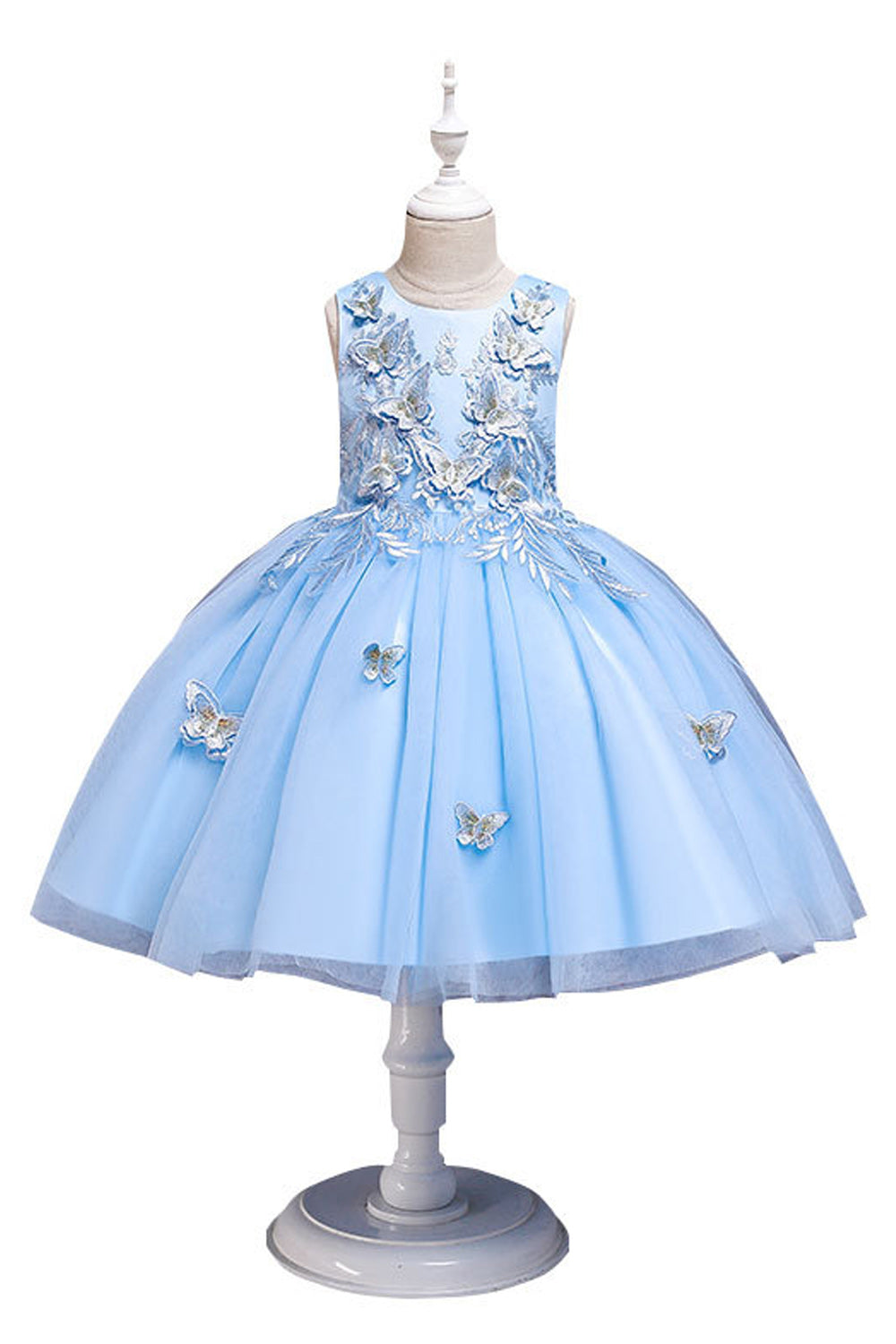 Kid Girl Summer Butterfly Decorated Ball Gown Wedding Dress