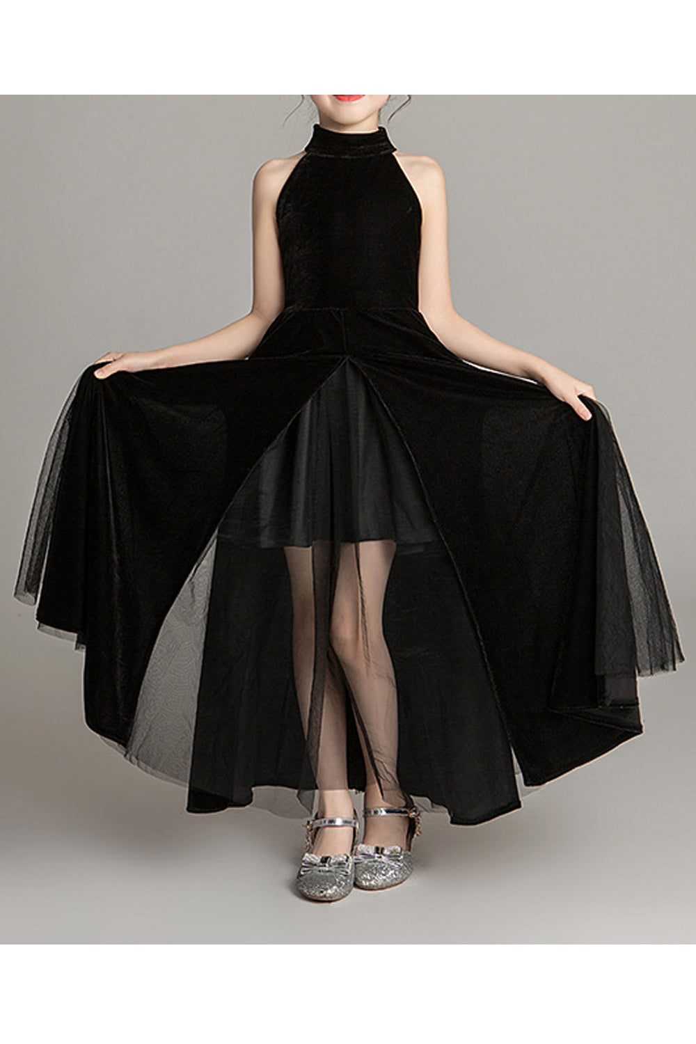 Kid Girl Elegant Off Shoulder Long Skirt Evening Dress