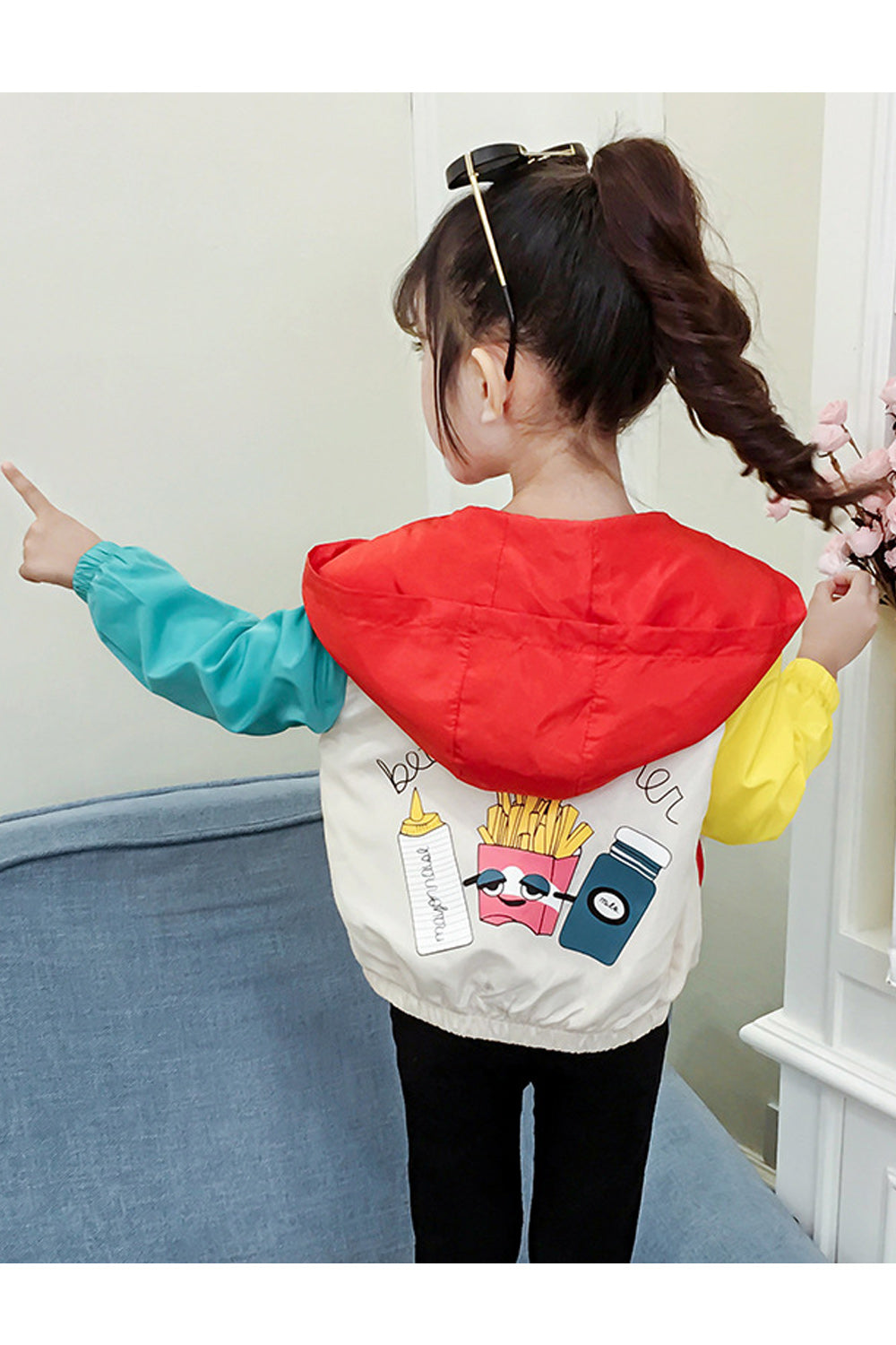 Kids Girls Multi Colored Breathable Warm Jacket