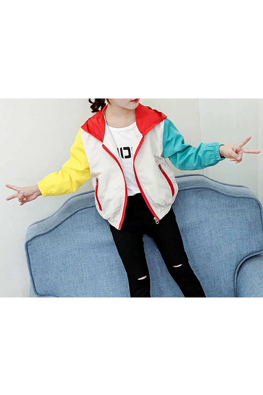 Kids Girls Multi Colored Breathable Warm Jacket