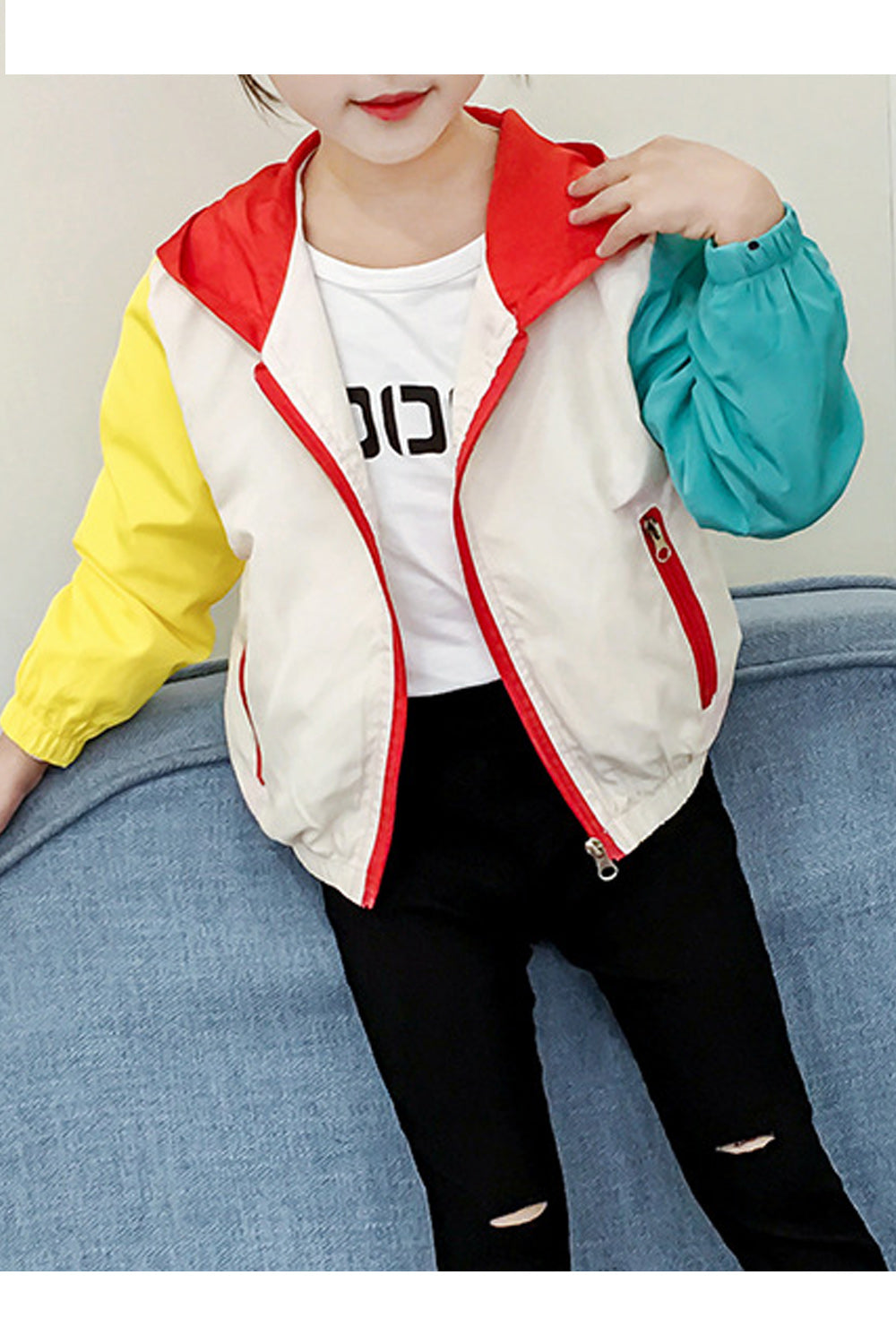 Kids Girls Multi Colored Breathable Warm Jacket