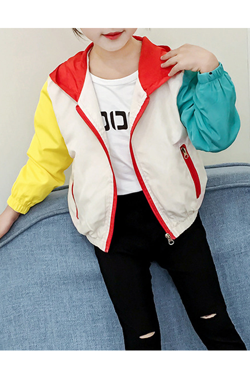 Kids Girls Multi Colored Breathable Warm Jacket