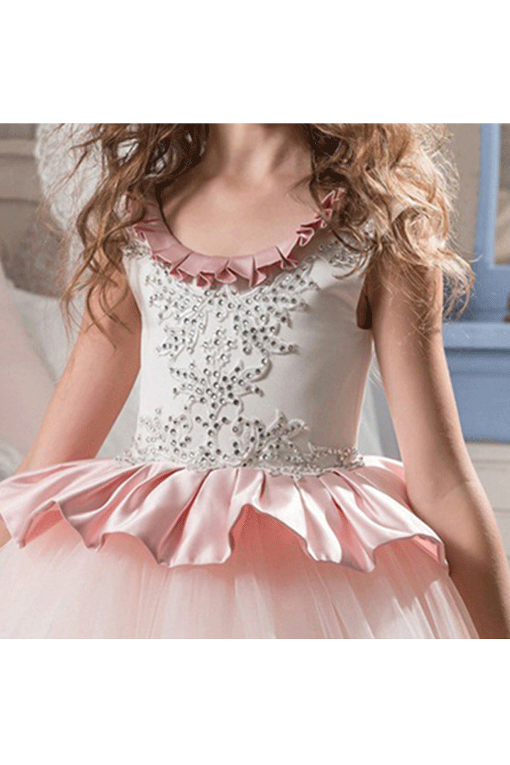 Kid Girl Beautiful Bead Decorate Ball Gown Evening Dress