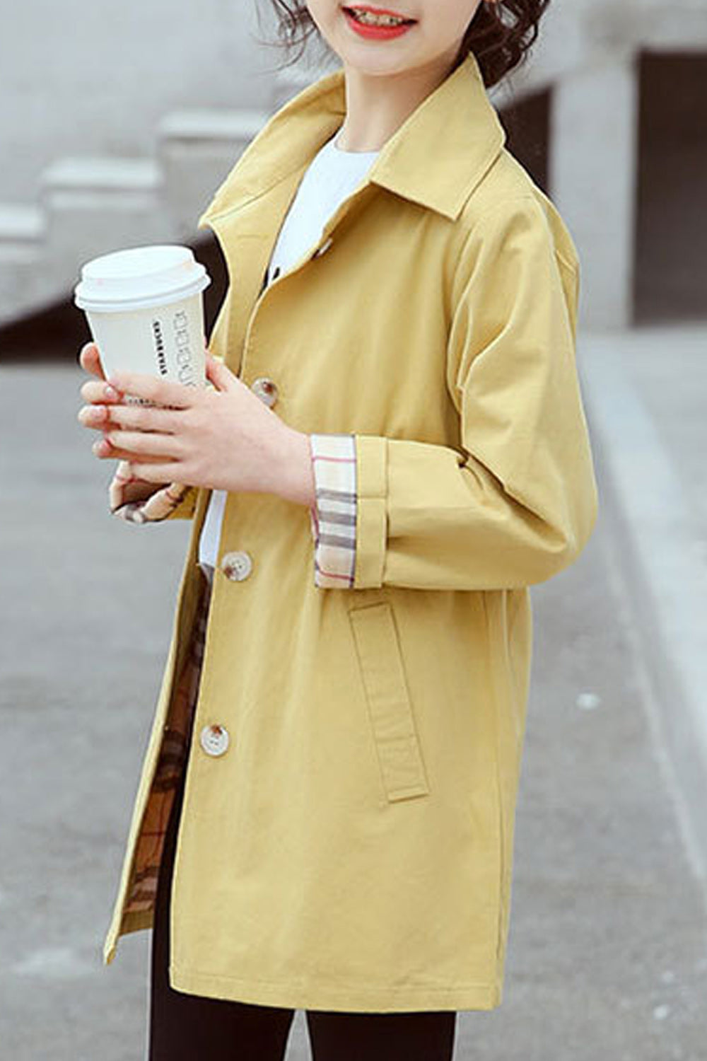 Kids Girls Button Up Long Sleeved Jacket