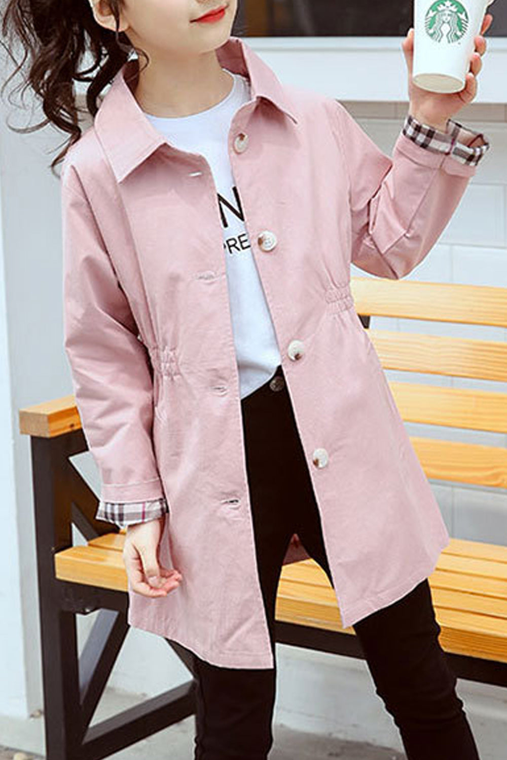 Kids Girls Button Up Long Sleeved Jacket