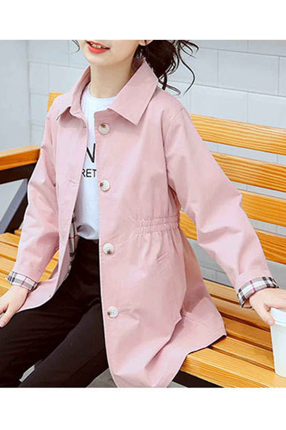 Kids Girls Button Up Long Sleeved Jacket