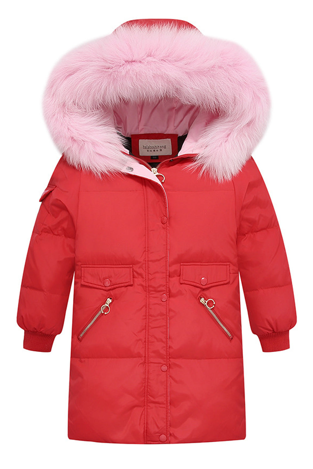 Kids Girls Full Zipper Thick & Warm Long Jacket