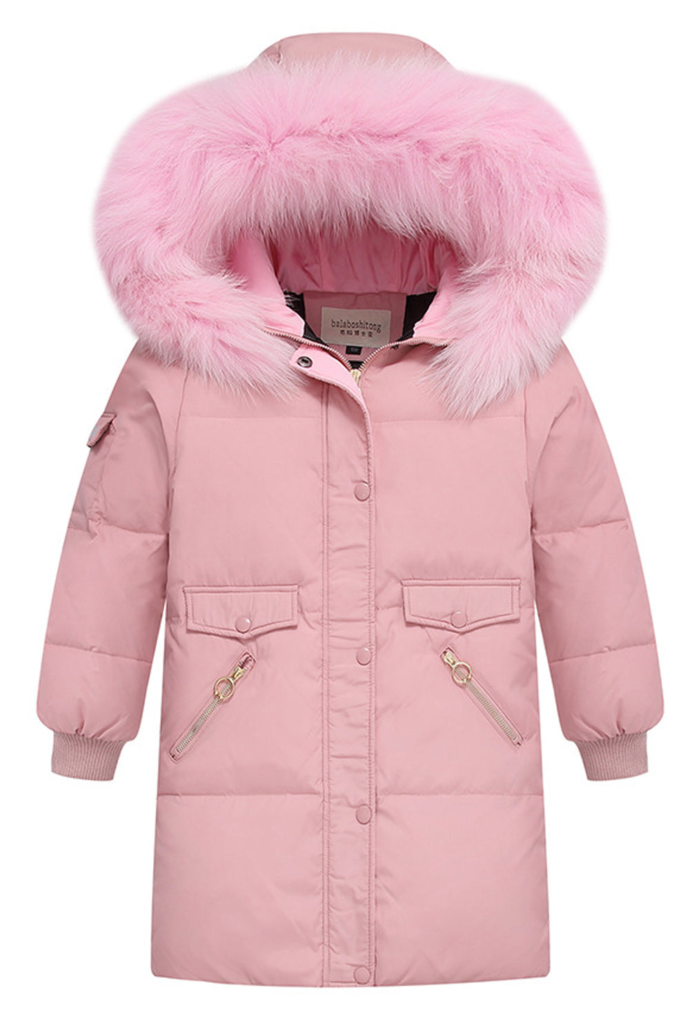 Kids Girls Full Zipper Thick & Warm Long Jacket