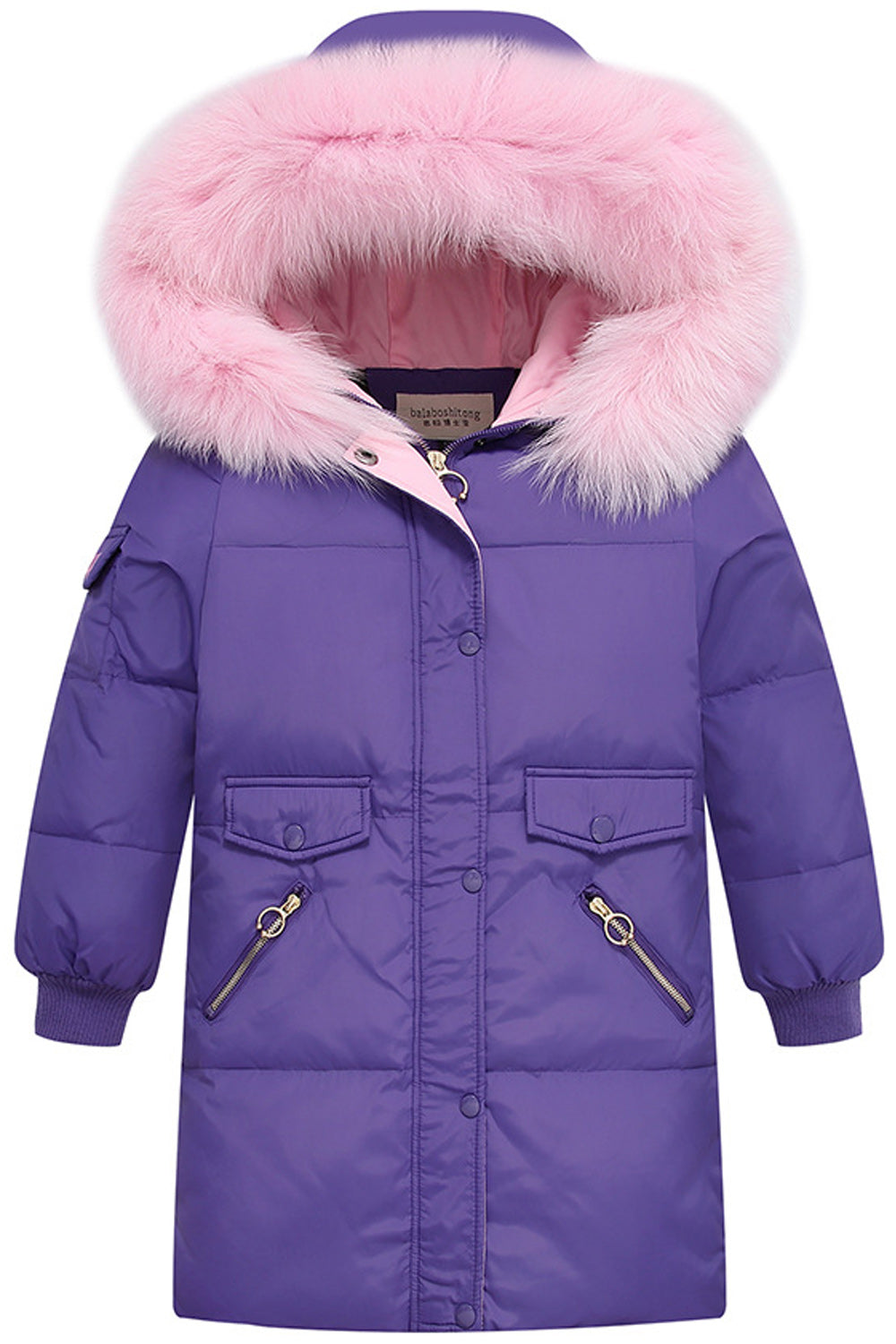 Kids Girls Full Zipper Thick & Warm Long Jacket