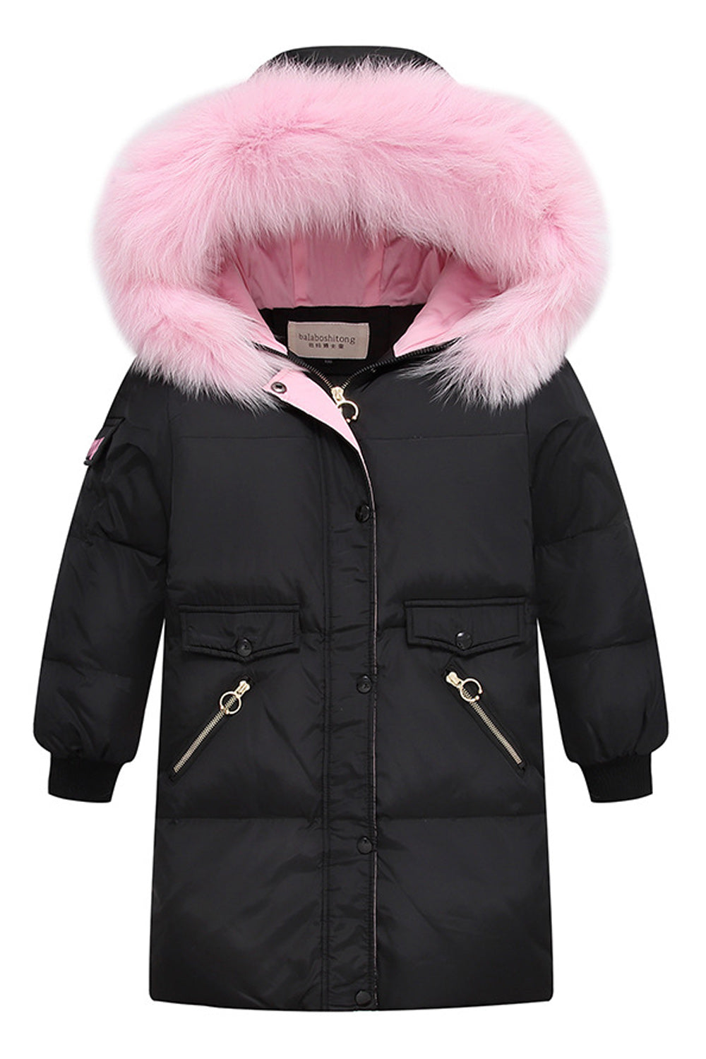 Kids Girls Full Zipper Thick & Warm Long Jacket