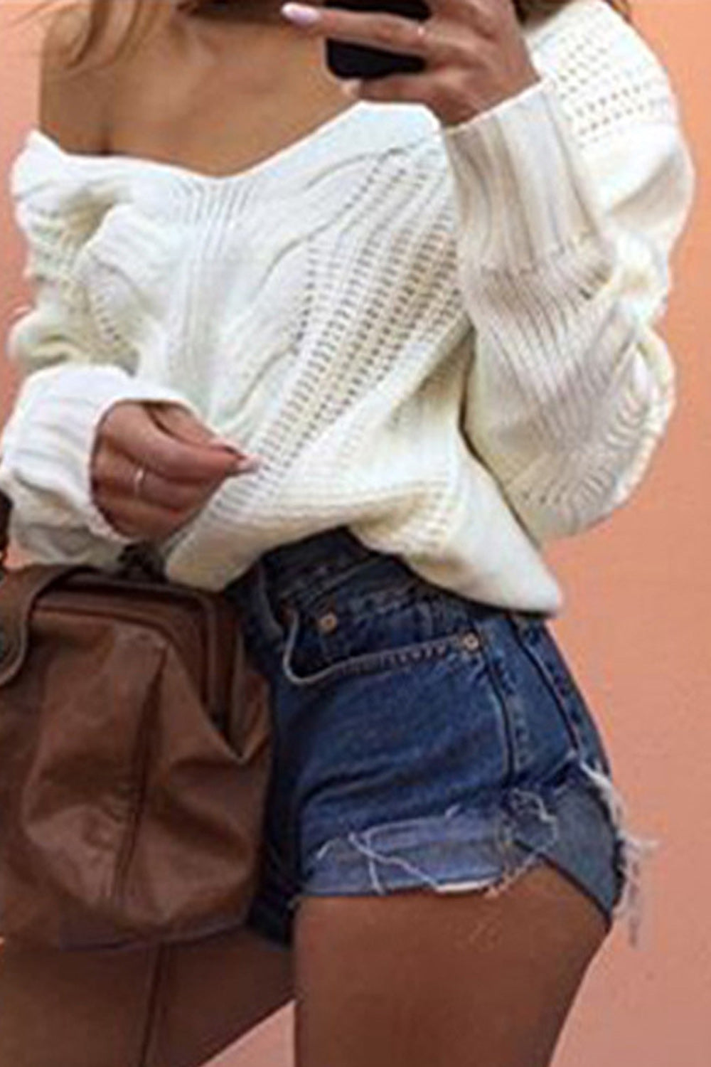 Women Solid Color Casual Loose Sweater