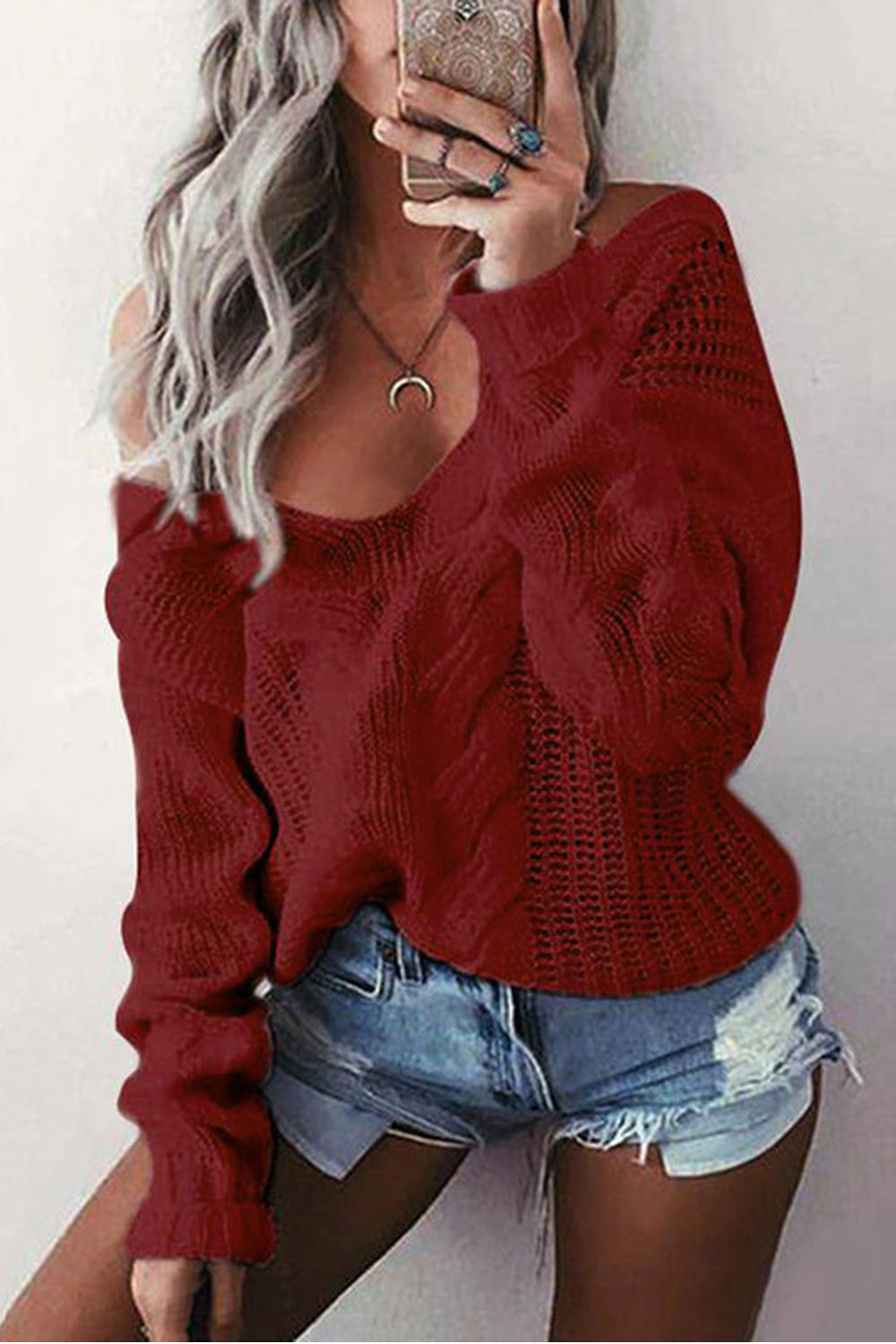 Women Solid Color Casual Loose Sweater
