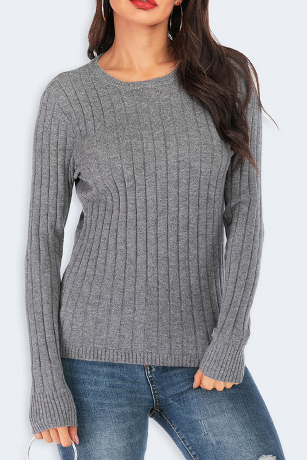 Women Solid Color Tight Stretch Warm Sweater