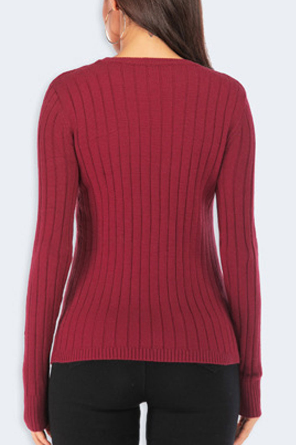 Women Solid Color Tight Stretch Warm Sweater