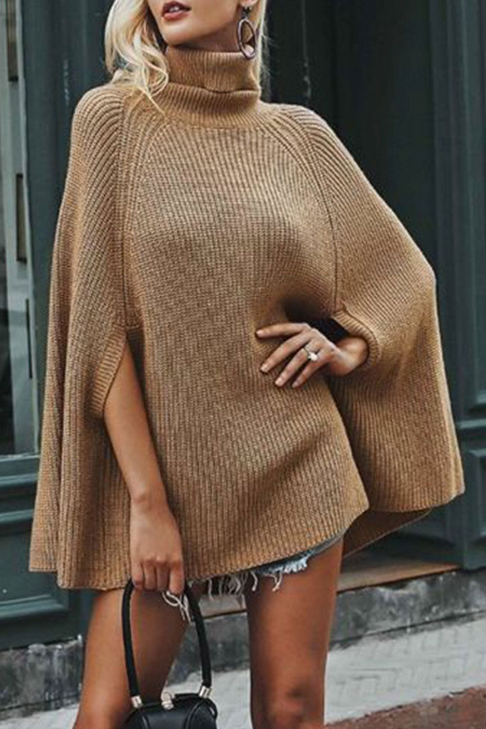 Women Fetching High Collar Bat Sleeve Sweater